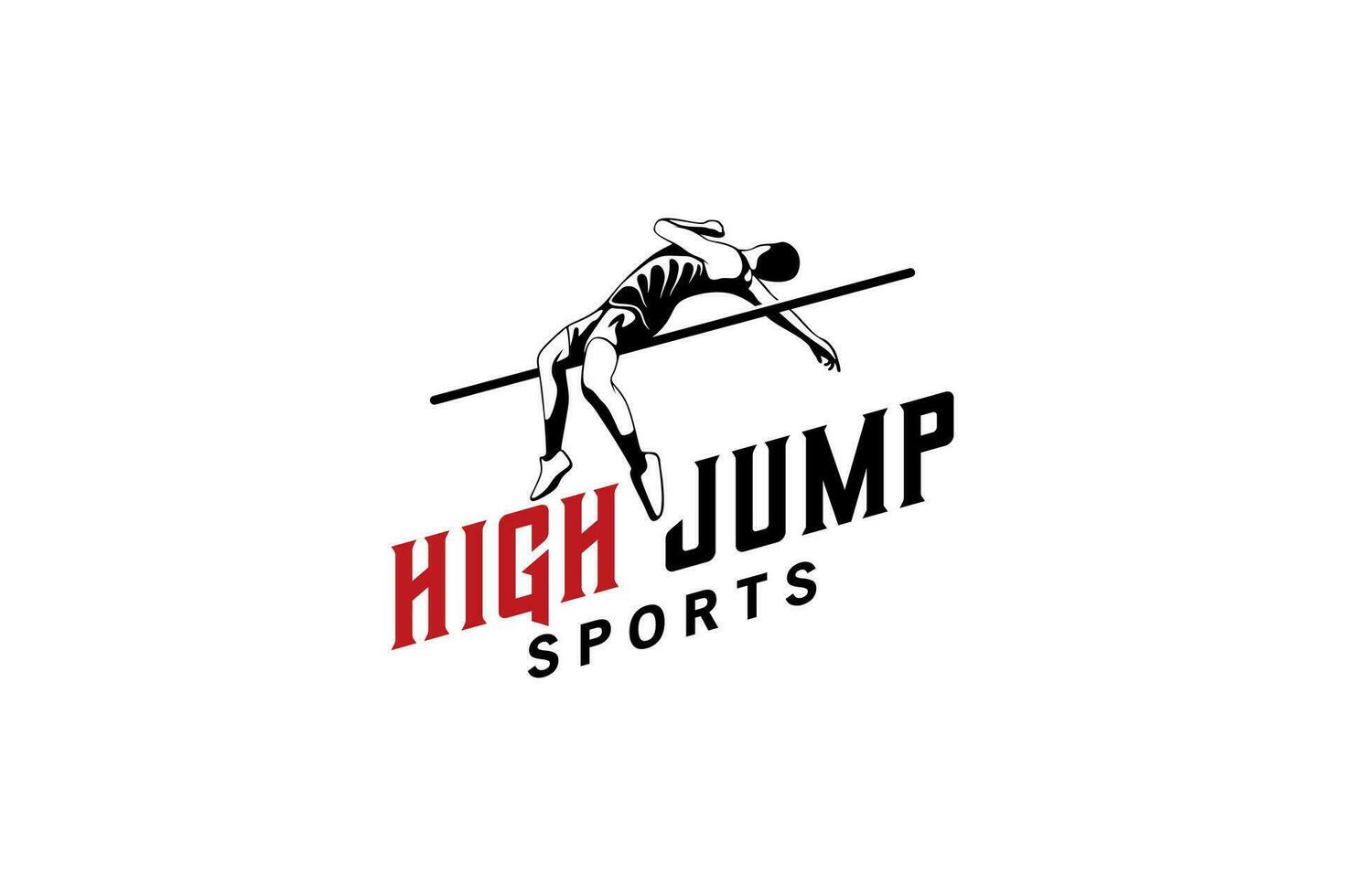 Professional style male high jump athlete logo design vector