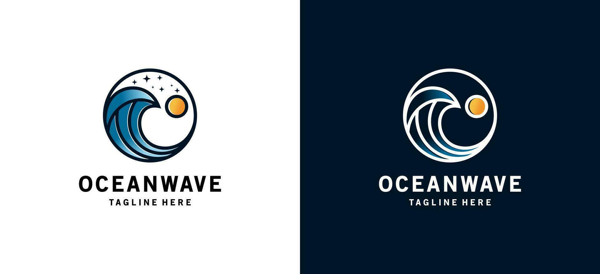 Modern ocean wave symbol icon logo design with creative concept vector
