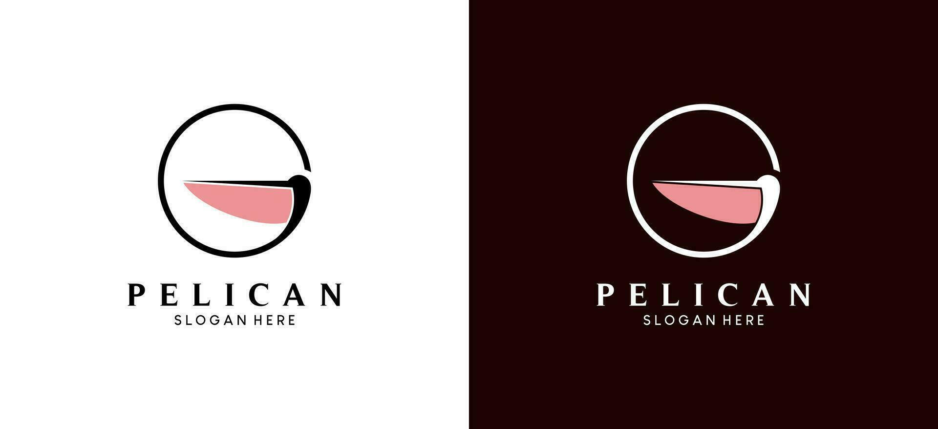 pelícano logo diseño vector ilustración con minimalista letra sol concepto