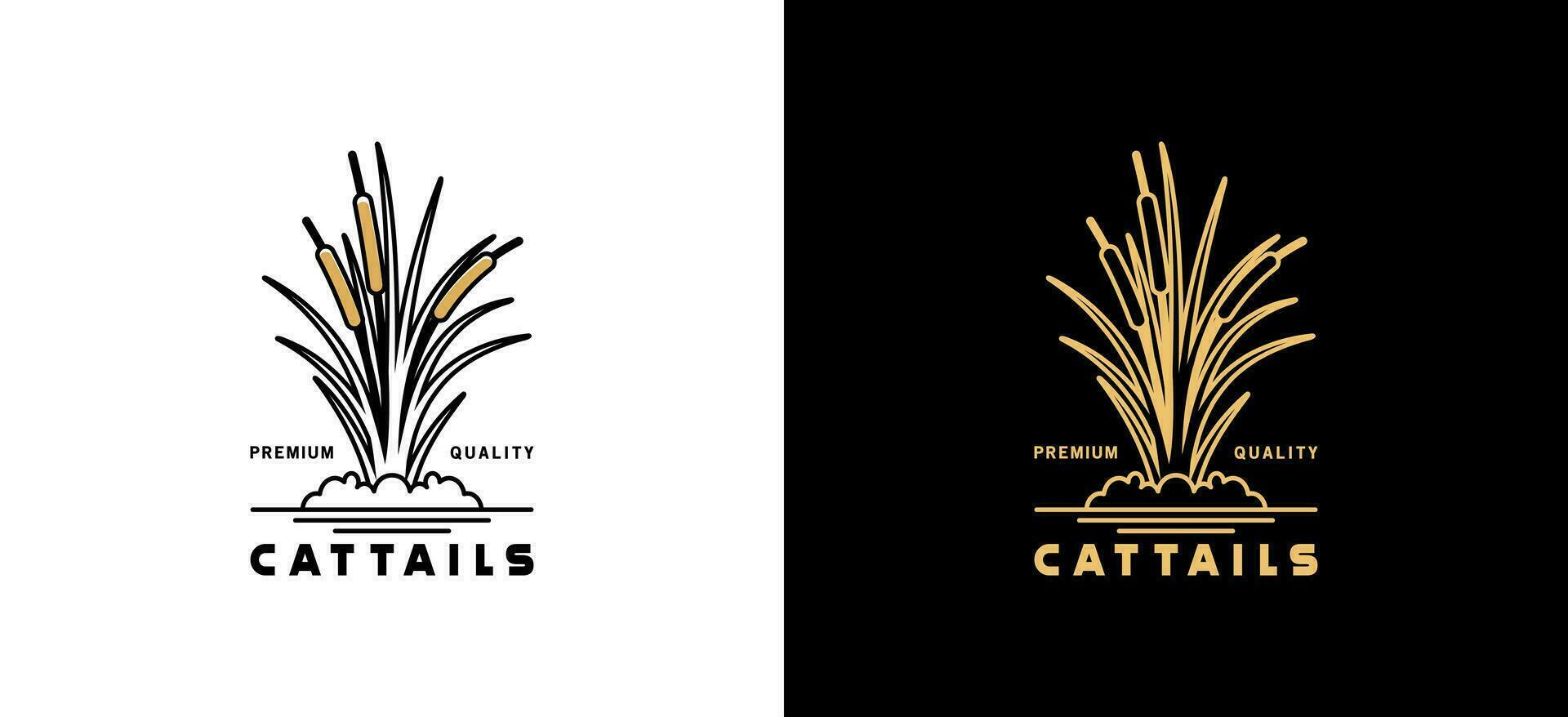 Cattail logo design with minimalist abstract luxury striped style vector