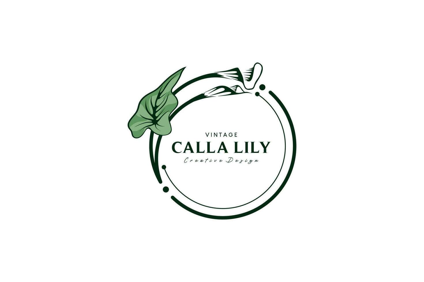 Calla lily vector floral frame logo for business design badges, labels, logos and branding