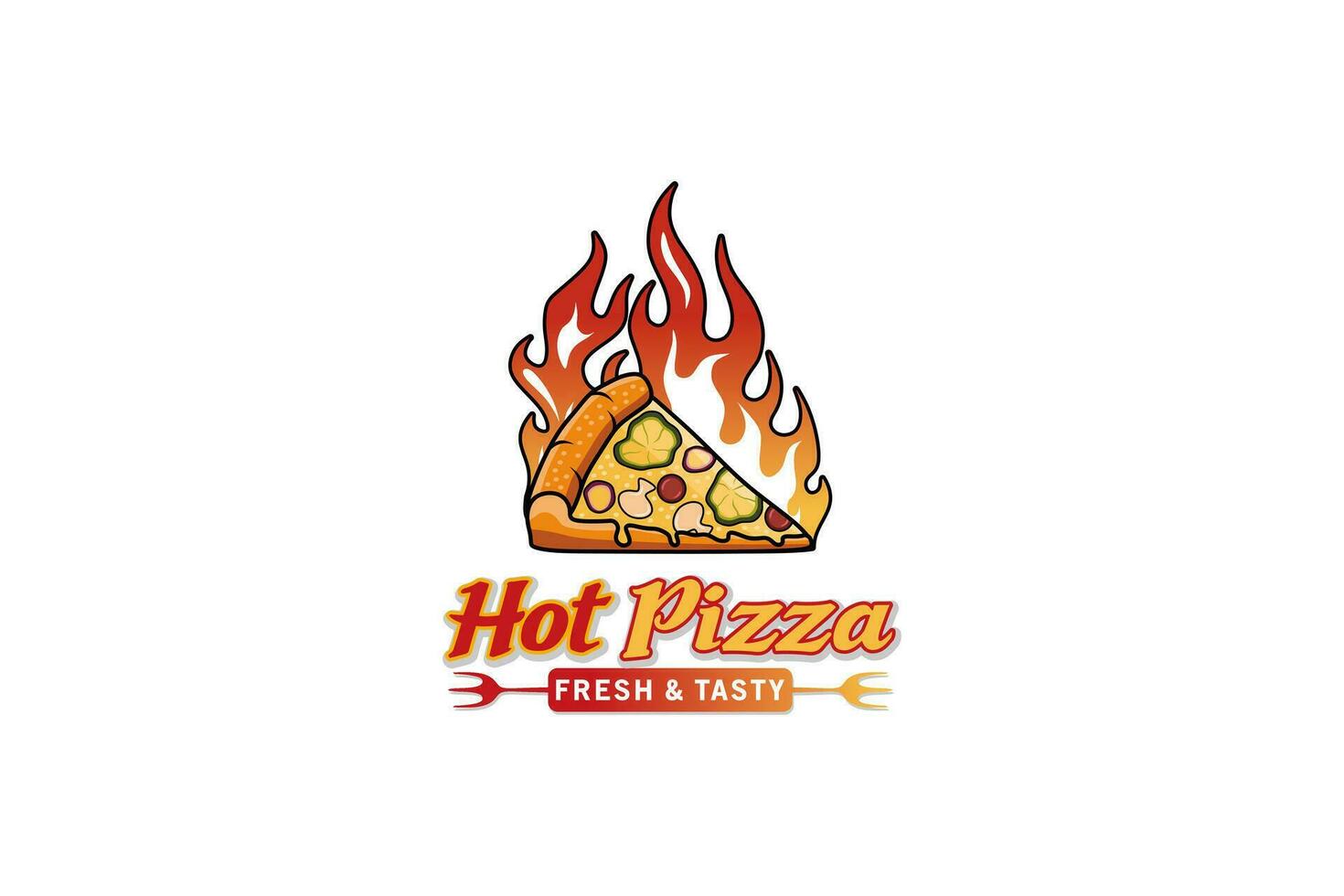 Modern vector abstract fire pizza logo design