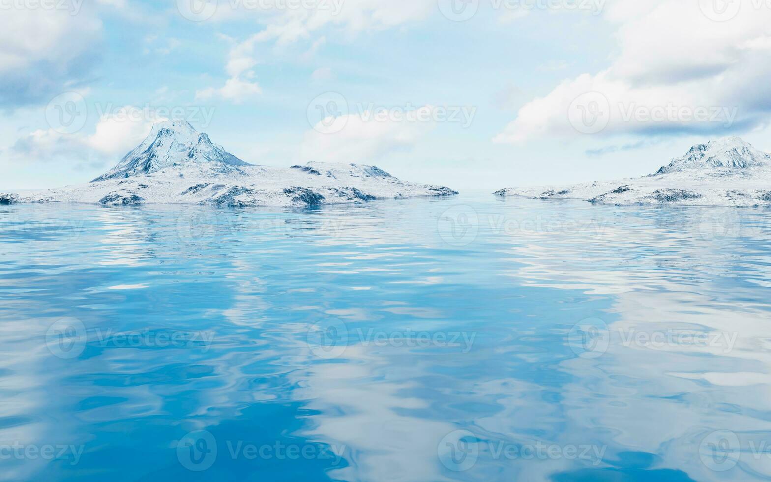 Lake and water surface background, 3d rendering. photo