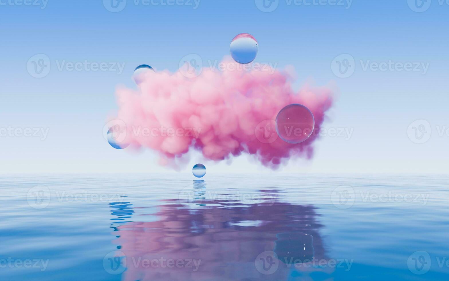 nube y agua superficie, 3d representación. foto