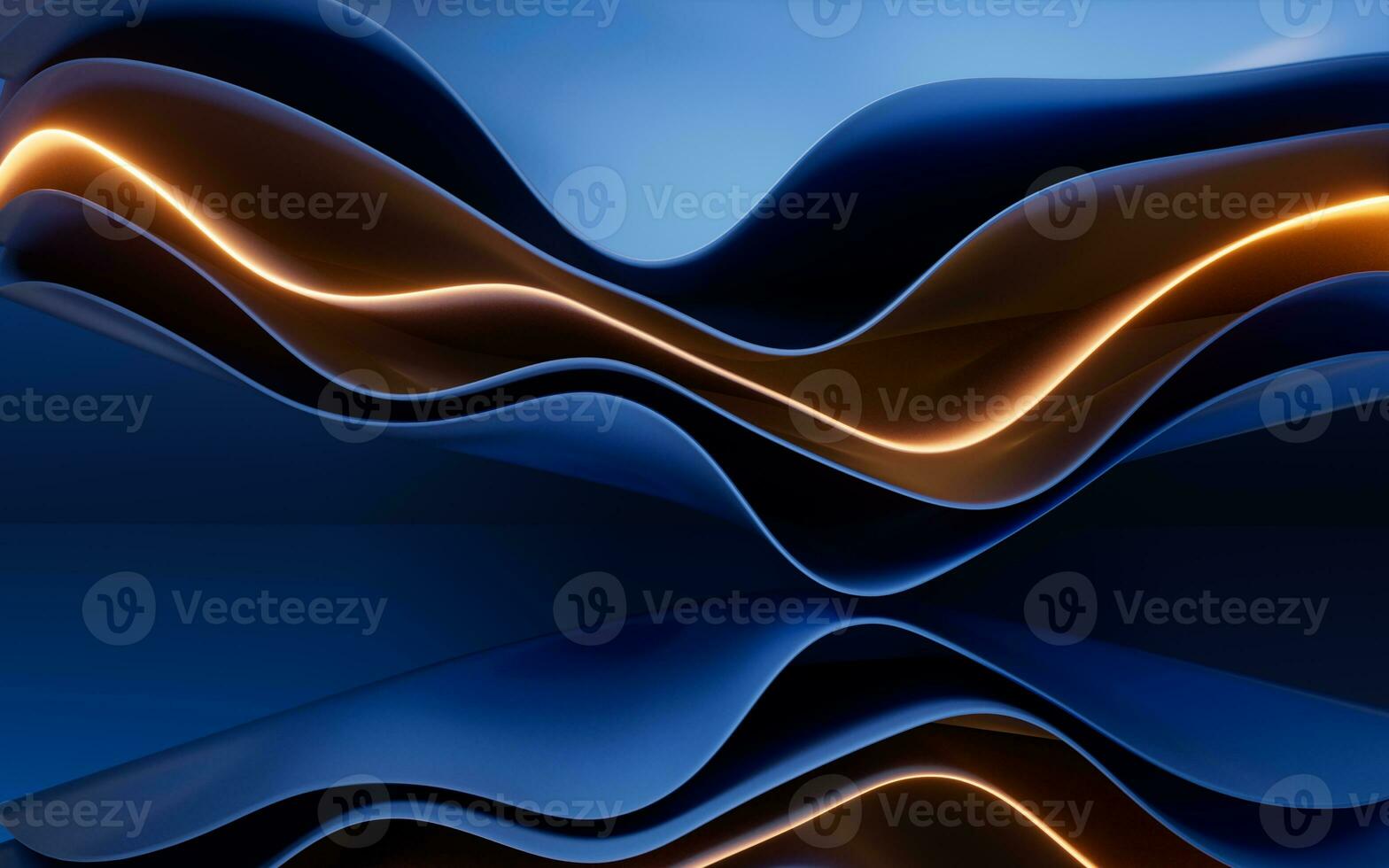 Abstract blue curve geometry, 3d rendering. photo
