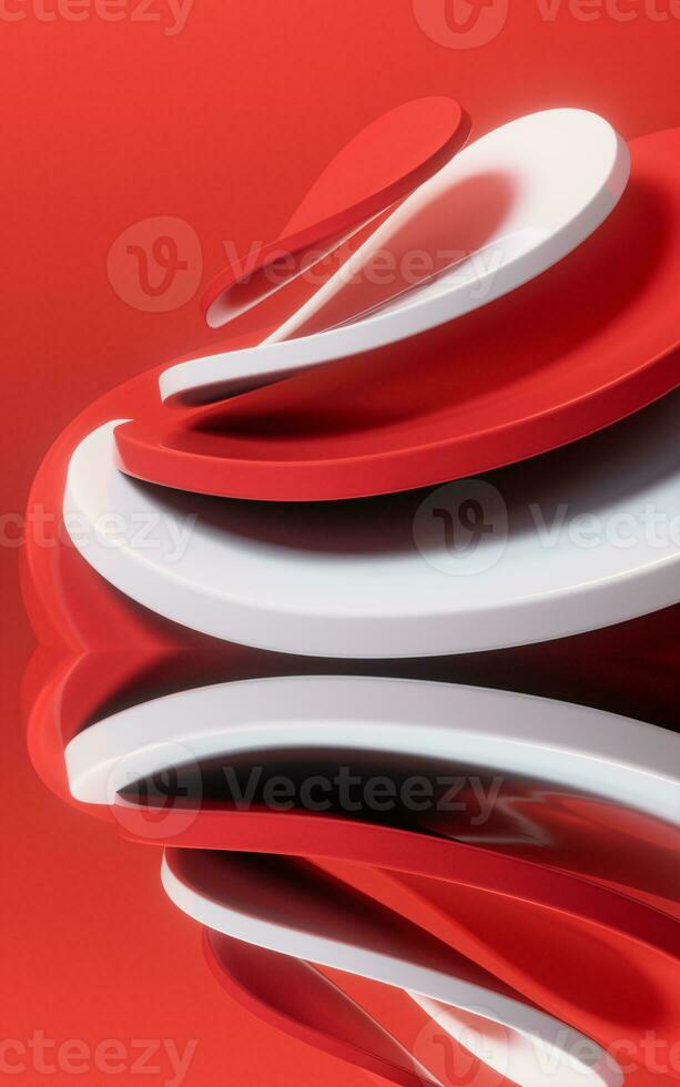 Abstract red curve geometry background, 3d rendering. photo