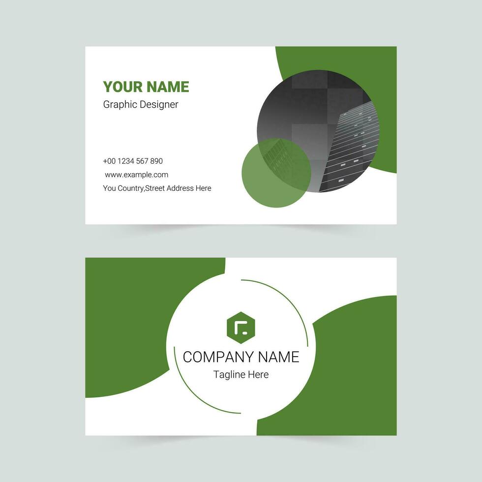 Green minimalist business card template vector