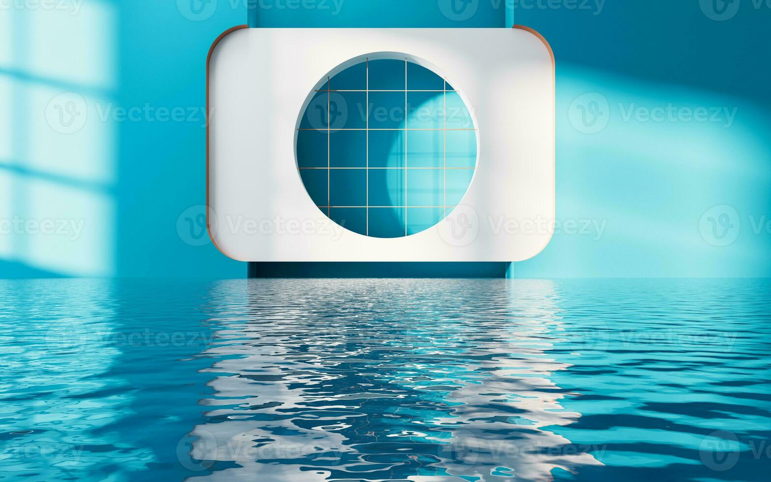 Empty room with water surface, 3d rendering. photo