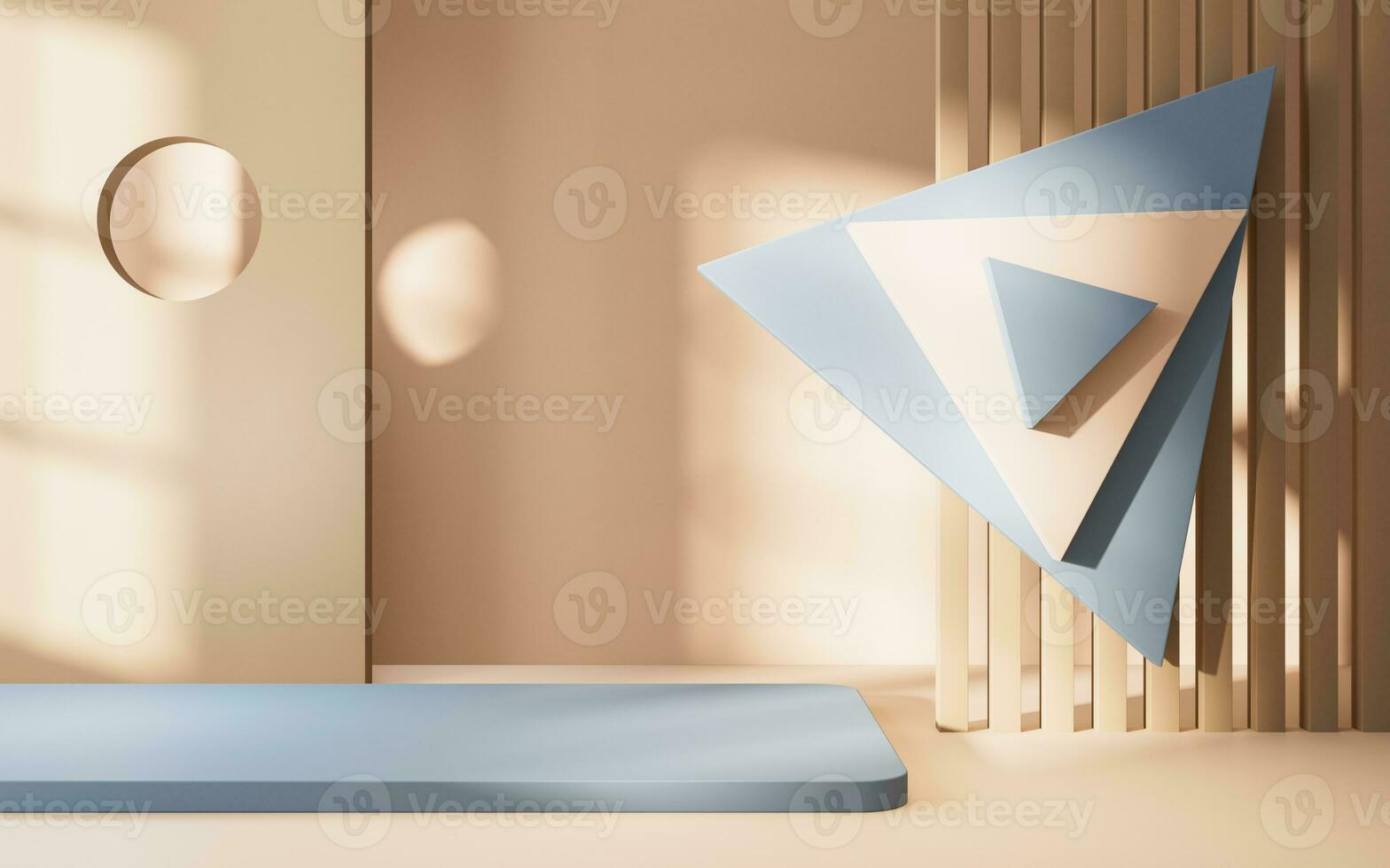 Empty room with geometry shapes, 3d rendering. photo