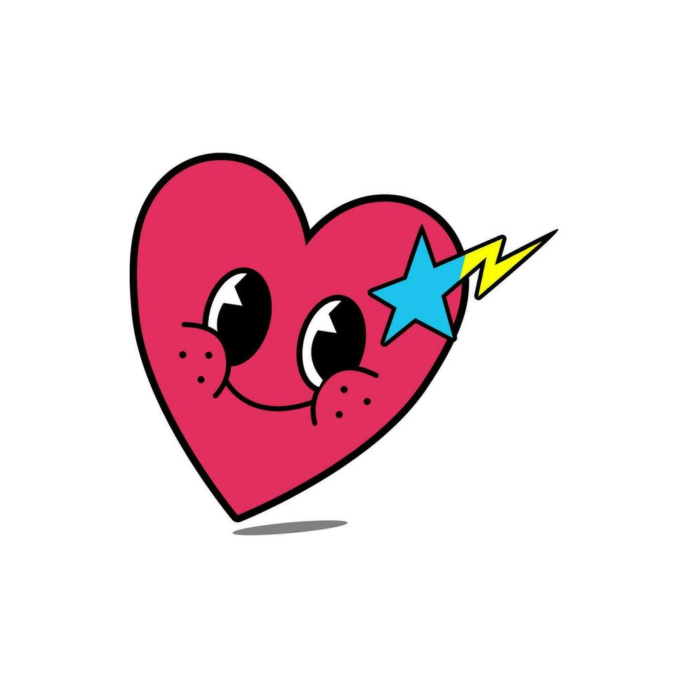 Heart cartoon character vector illustration in a unique style perfect for stickers, icons, logos and tattoos