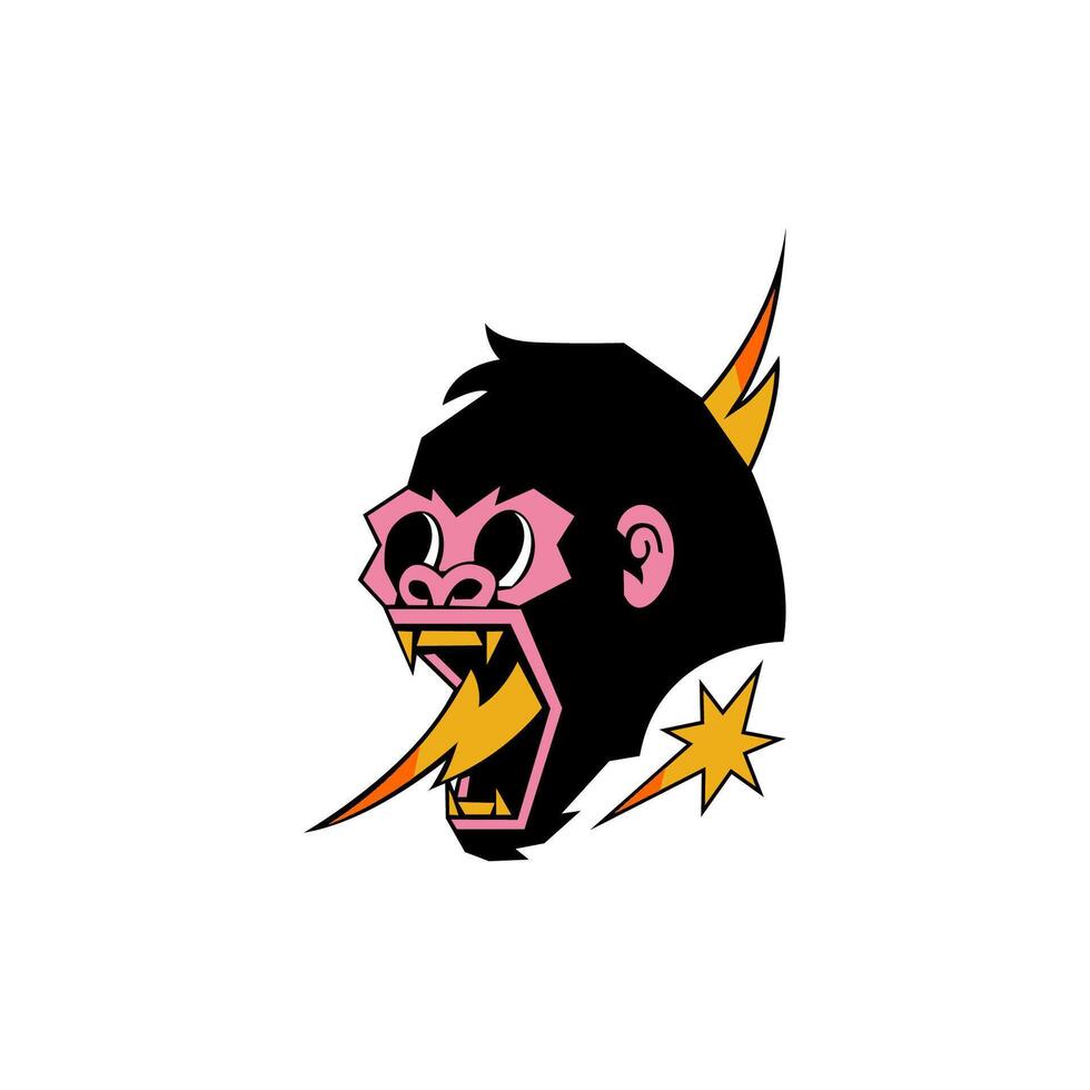 Comic-Style Gorilla Head Vector Illustrations Playful Primate Art