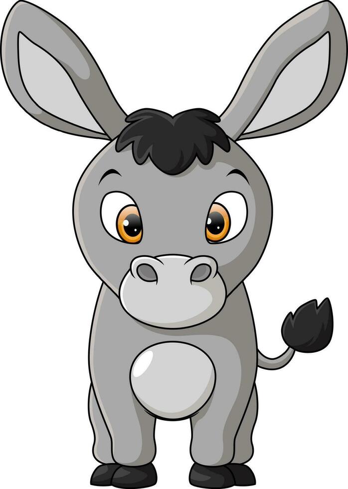 lindo, burro, caricatura, blanco, plano de fondo vector