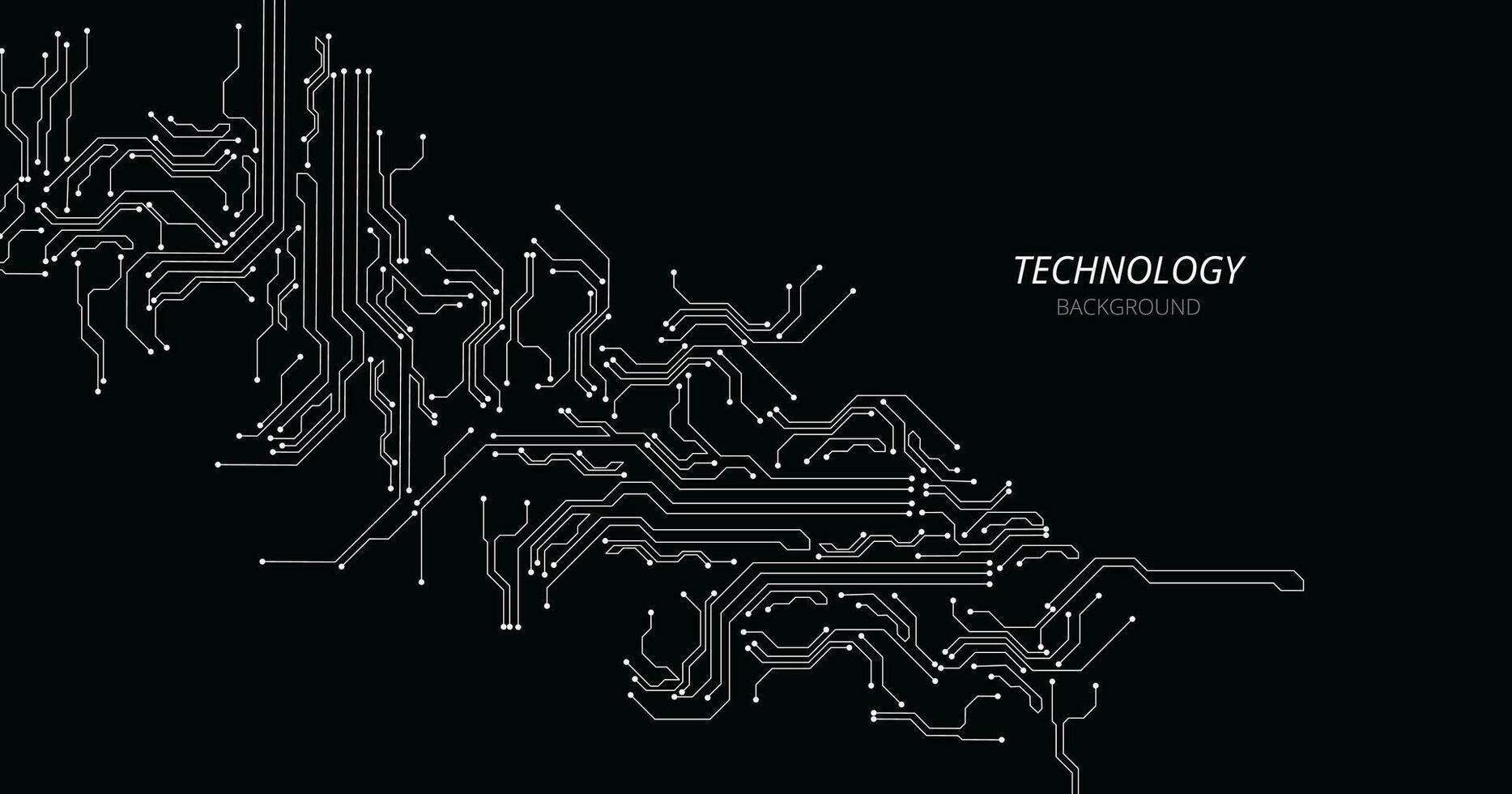 Technology white circuit diagram on black background. vector