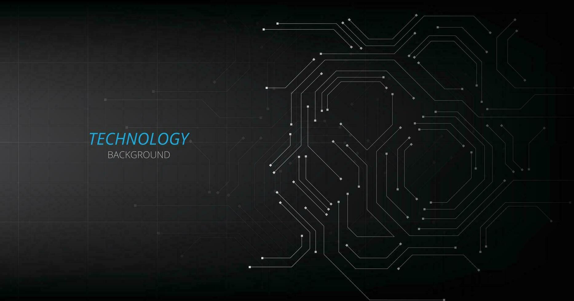 Grey circuit connection on black background. vector