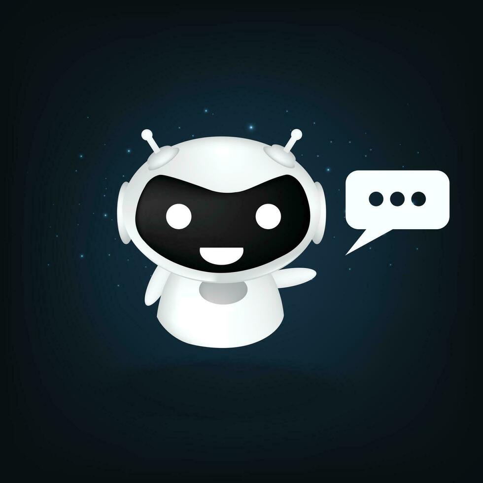Cute white robot. vector