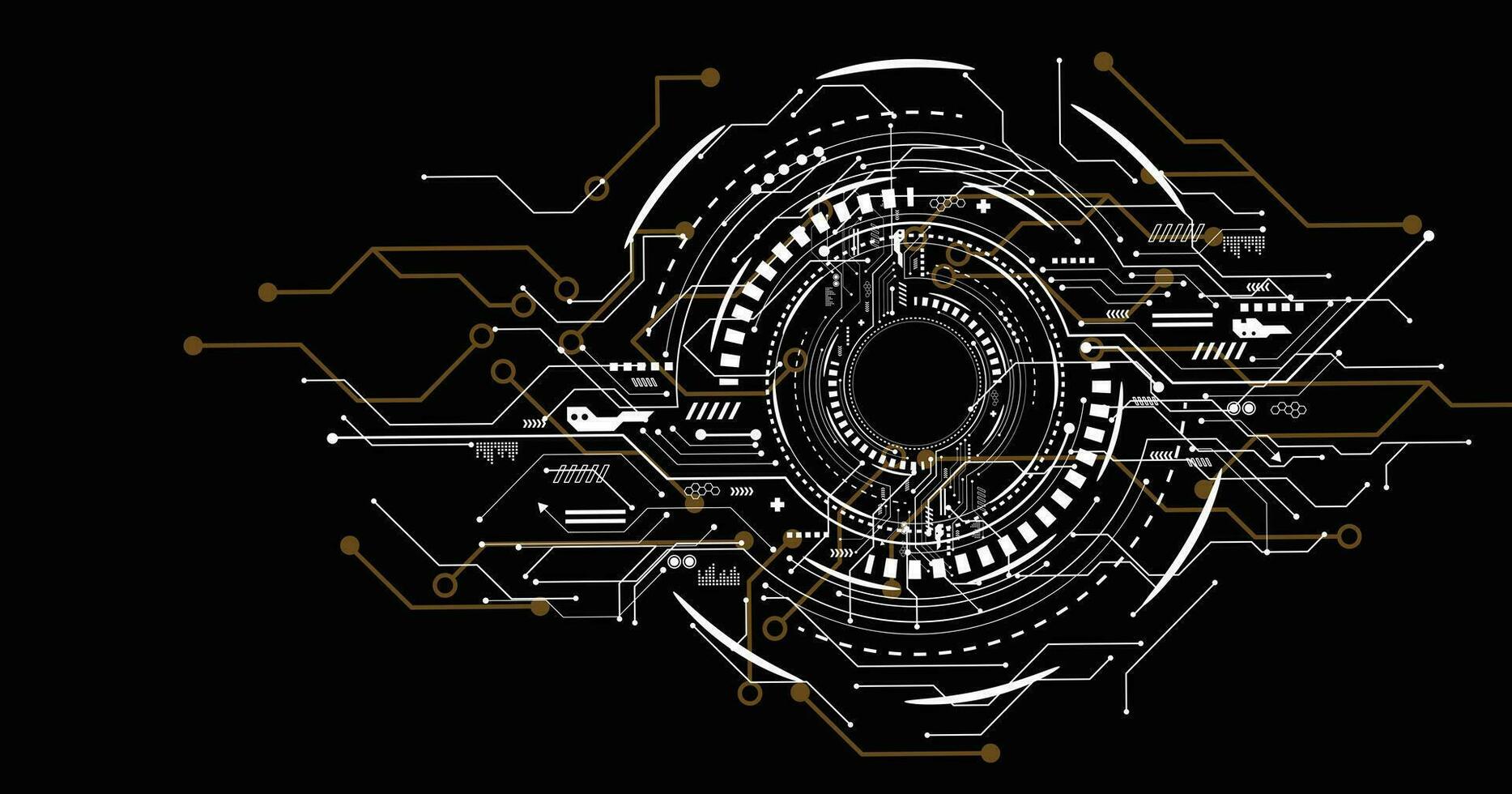 Circuit board technology on black background. vector