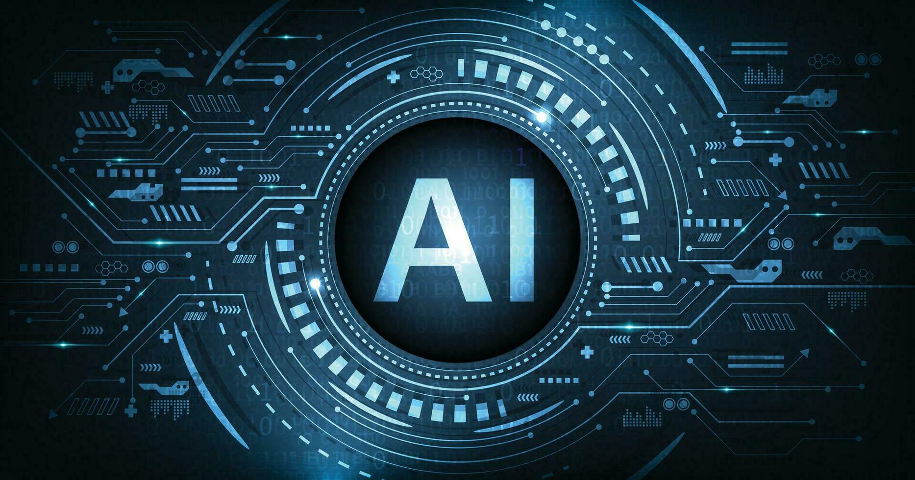 Artificial Intelligence AI on electric Circuit Background. vector