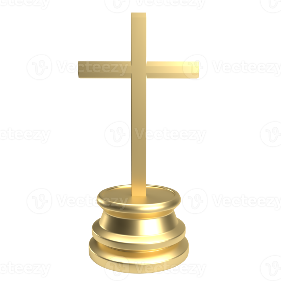 The cross  for religion concept 3d rendering png