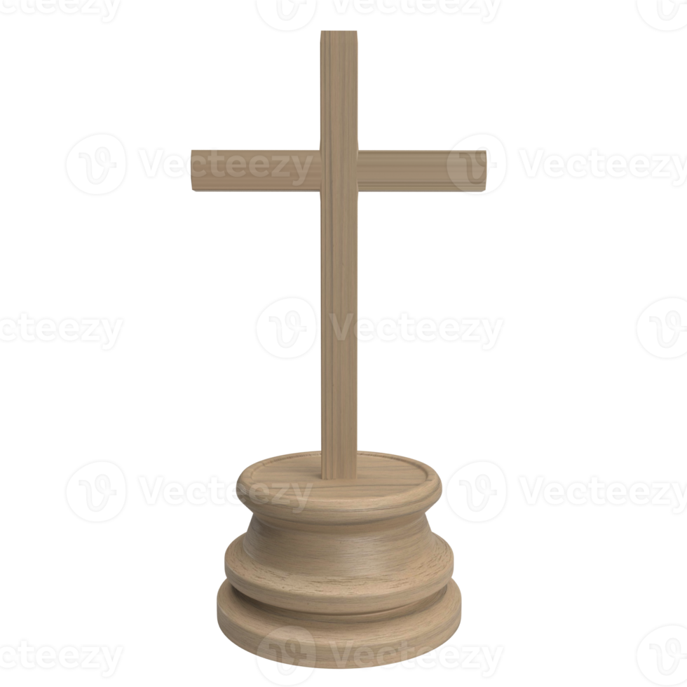 The cross  for religion concept 3d rendering png