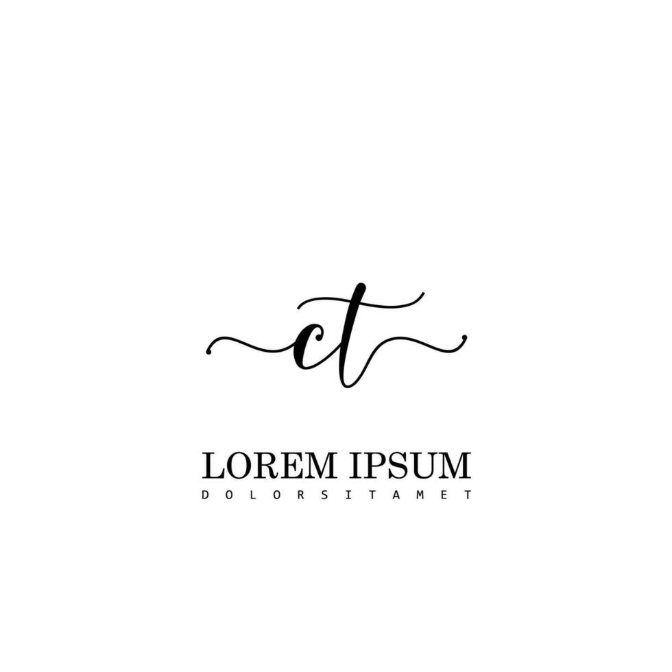 CT Initial Handwriting Template Design vector