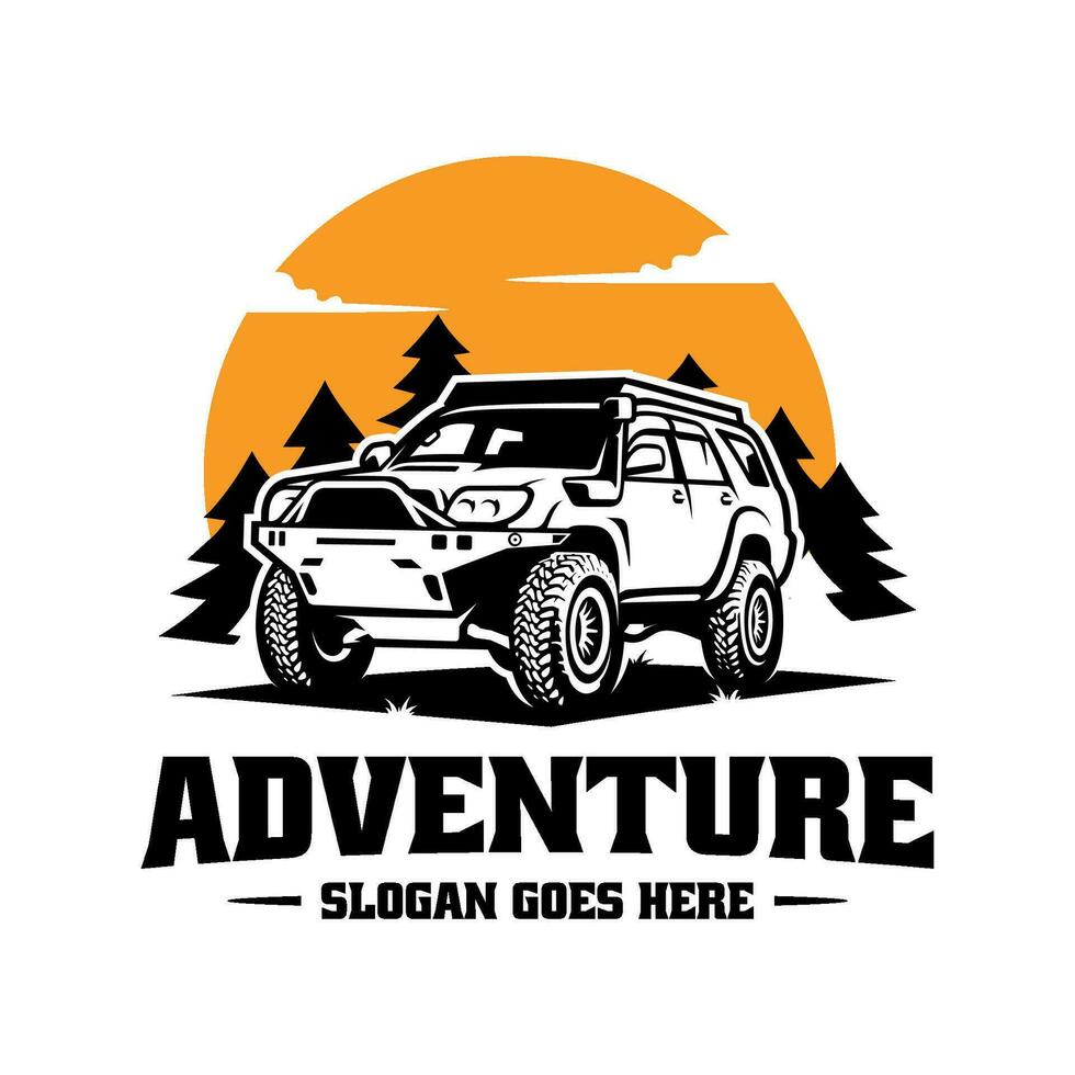 por tierra aventuras coche logo vector