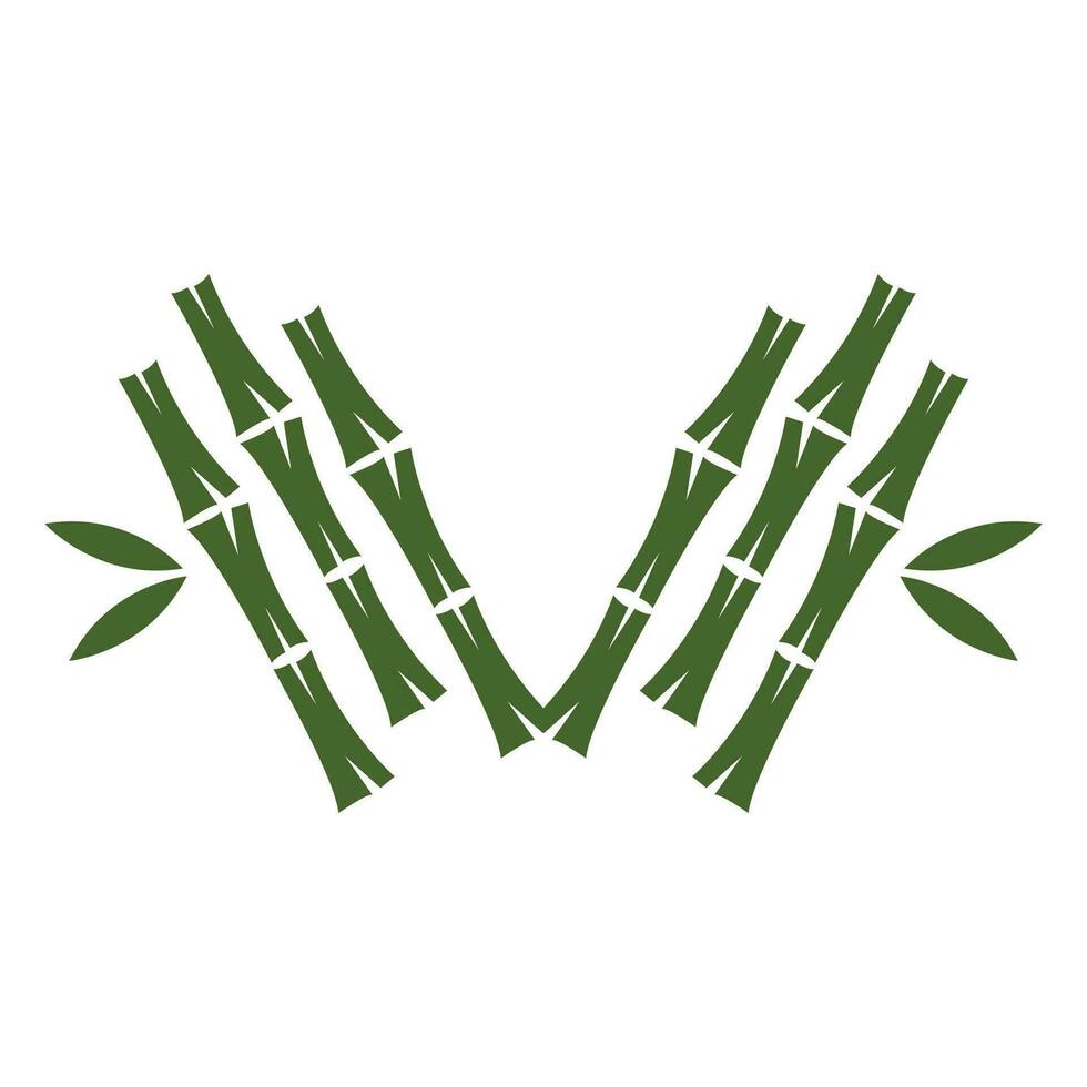 Tropical Bamboo Forest Logo, Tree Trunk and Leaf Design, Vector Illustration Symbol