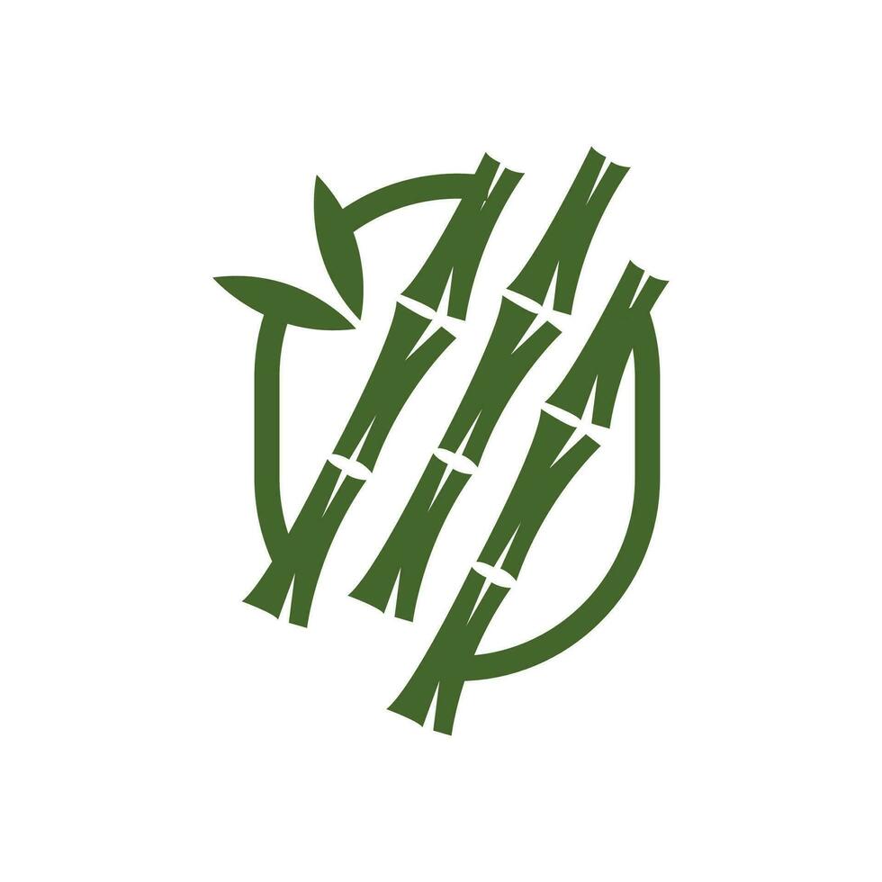 Tropical Bamboo Forest Logo, Tree Trunk and Leaf Design, Vector Illustration Symbol