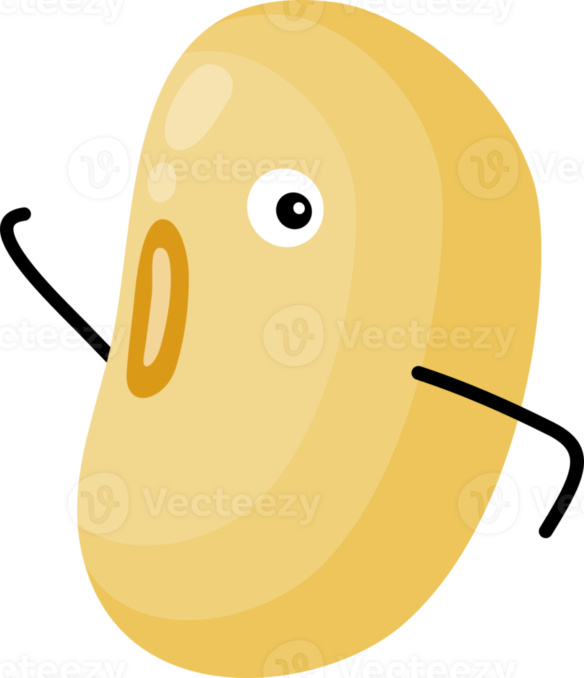 Cute soybean cartoon character with happy gesture. png