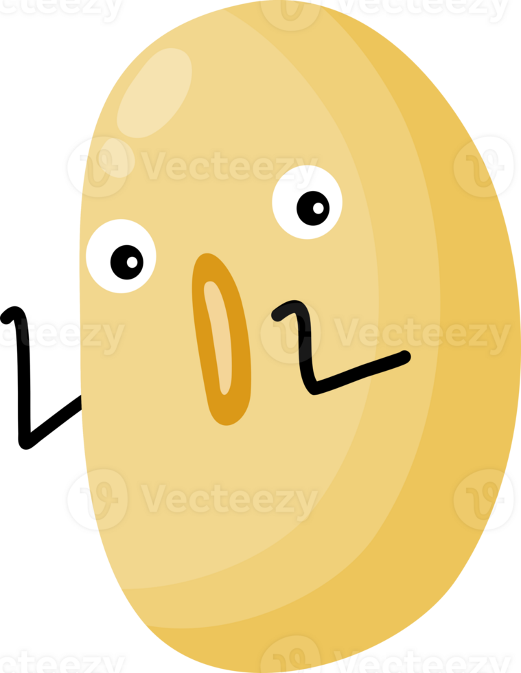 Cute soybean cartoon character with happy gesture. png