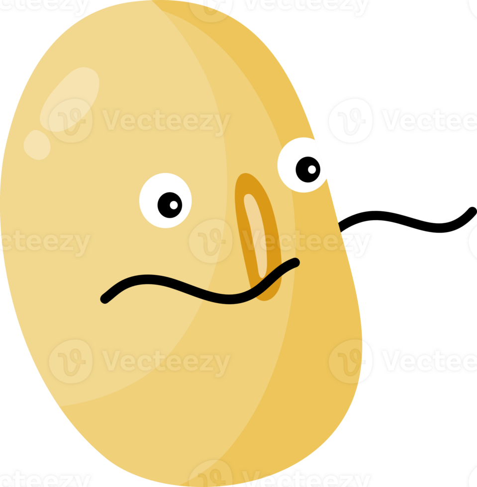 Cute soybean cartoon character with happy gesture. png