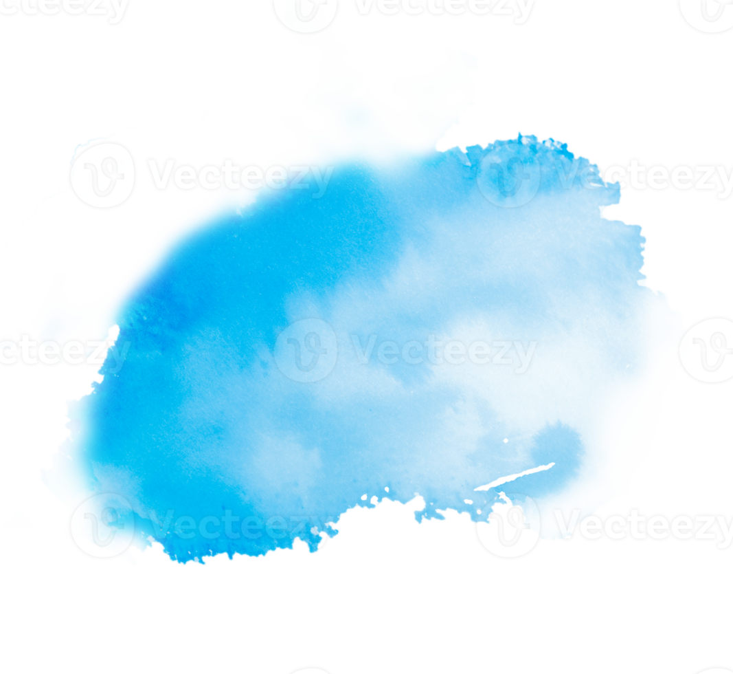 Blue watercolor stains with hand painted on paper texture background png