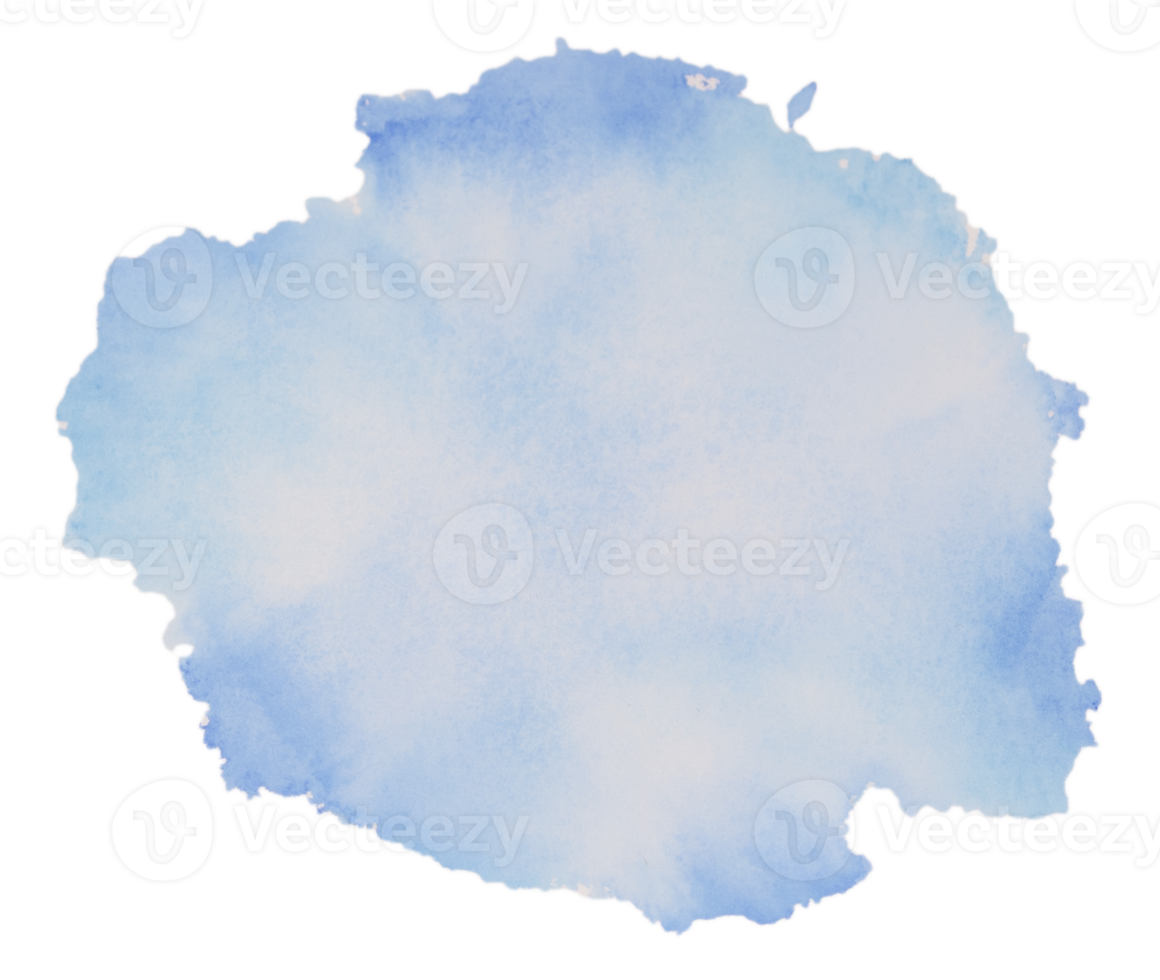 Blue watercolor stains with hand painted on paper texture background png