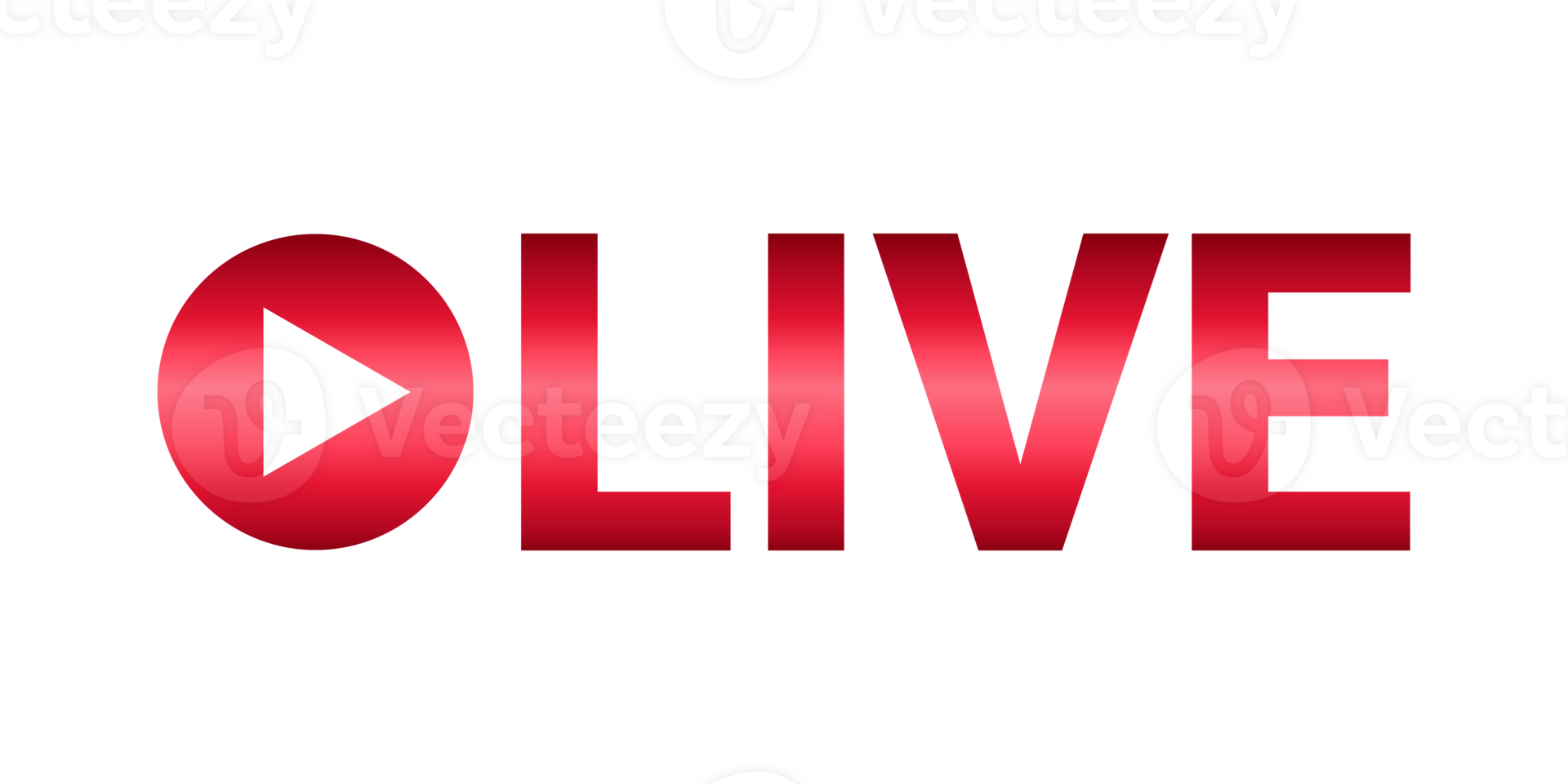 live icon red with play button icon on transparent background png