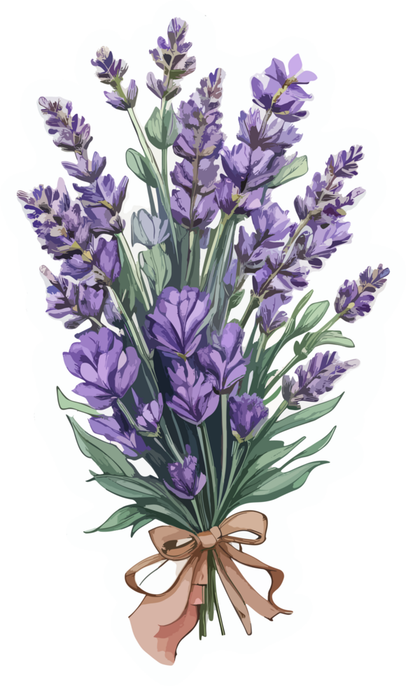 Lavender Flower Bouquet Sticker AI Generative png