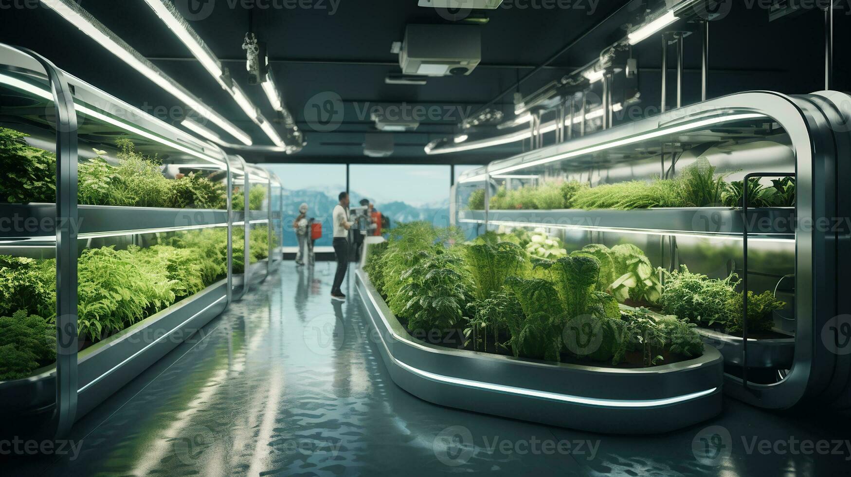 Futuristic Agri Tech, Clean and Efficient Farming in a Smart Environment. Generative AI photo