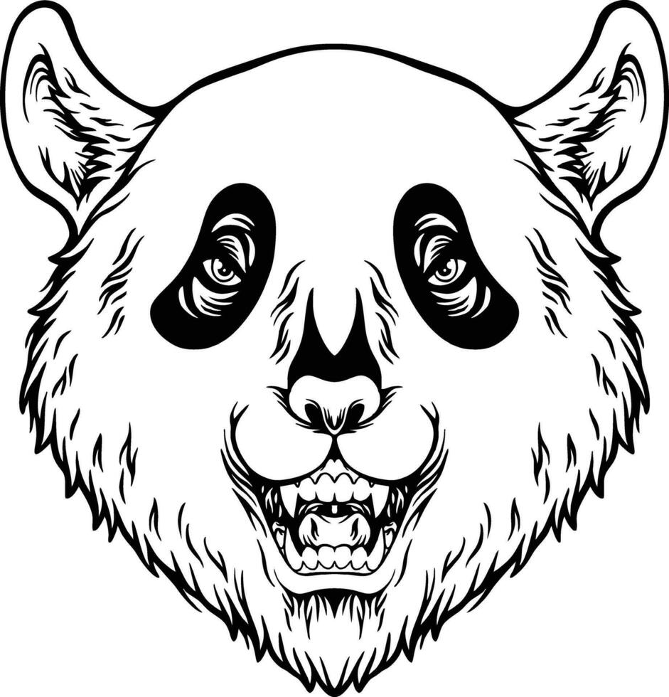 Ferocious furry scary bear head illustration monochrome vector illustrations for your work logo, merchandise t-shirt, stickers and label designs, poster, greeting cards advertising business company