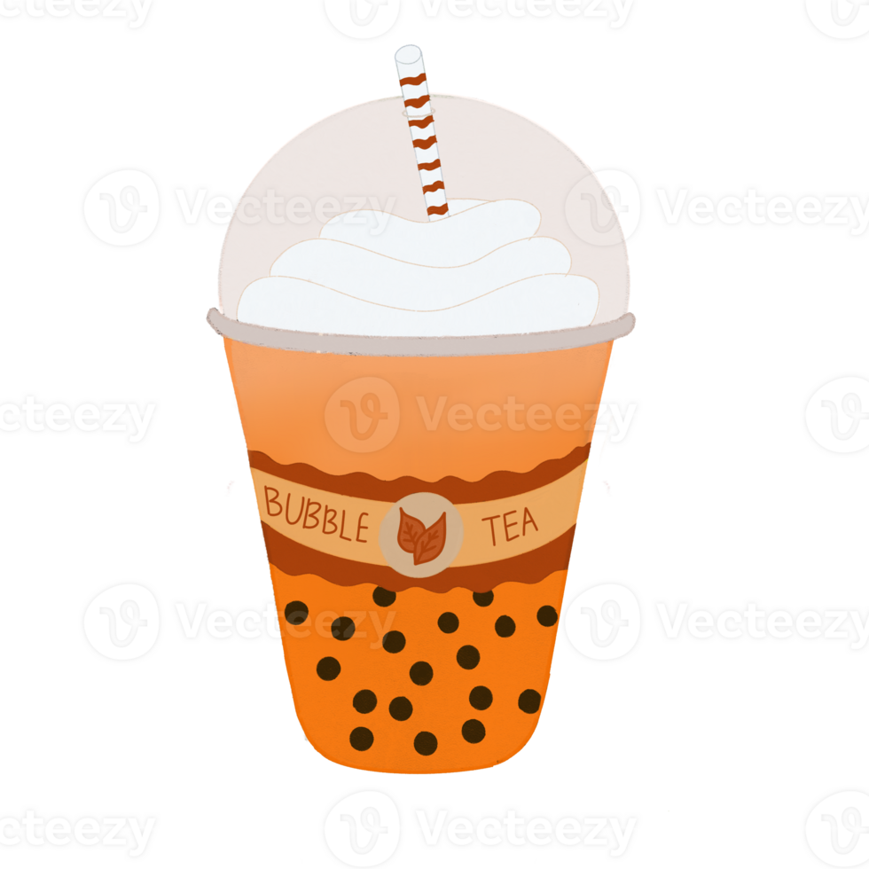 Thai bubble milk tea drink on transparent background PNG . PRO