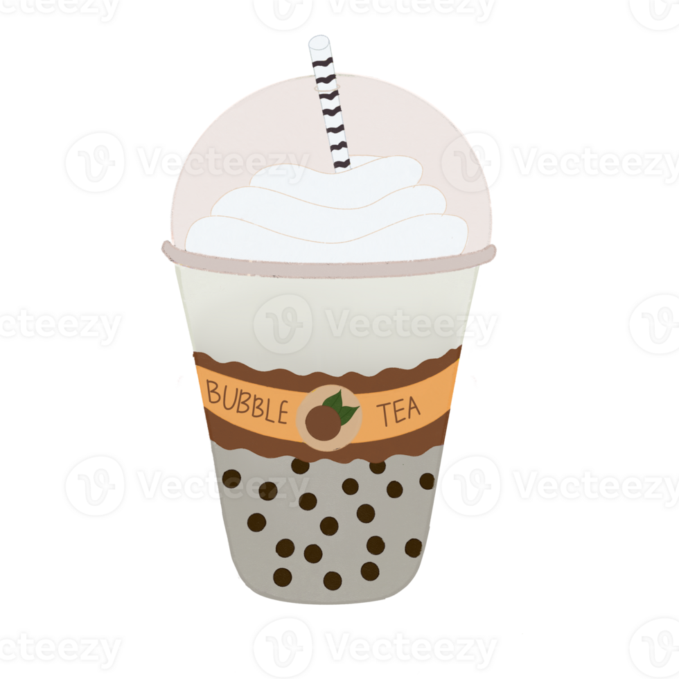 Coconut bubble milk tea drink on transparent background PNG . PRO