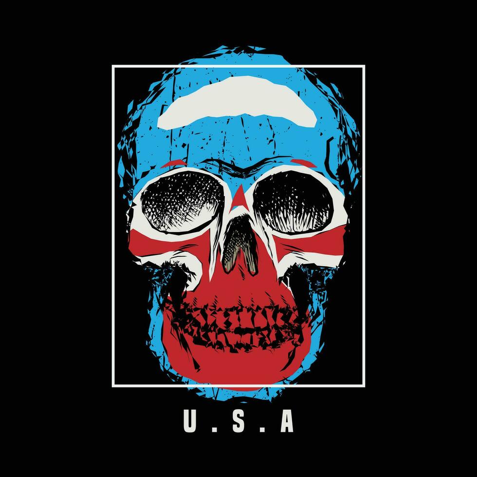 Estados Unidos cráneo ilustración tipografía para t camisa, póster, logo, pegatina, o vestir mercancías vector