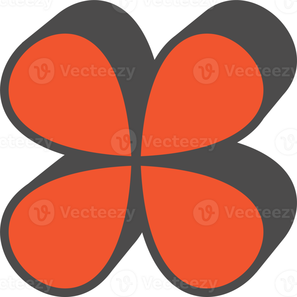 Abstract geometric element. Neobrutalism graphic shape. Minimal groovy Y2k retro sticker. Retro label. Simple flower png
