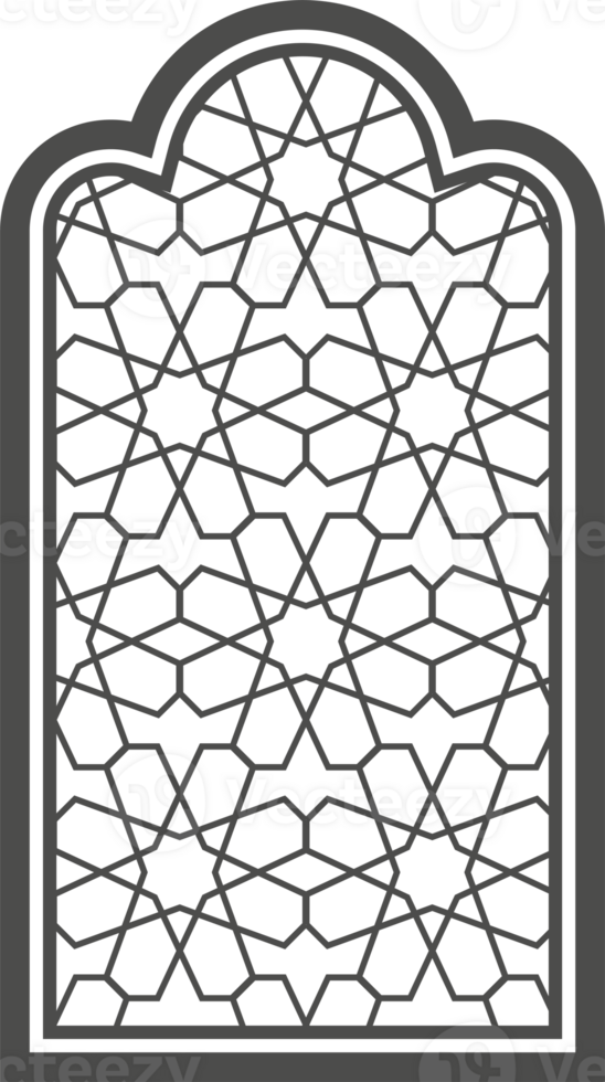 Ramadan window with pattern. Arabic frame of mosque door. Islamic design template. Oriental decoration with ornament. png