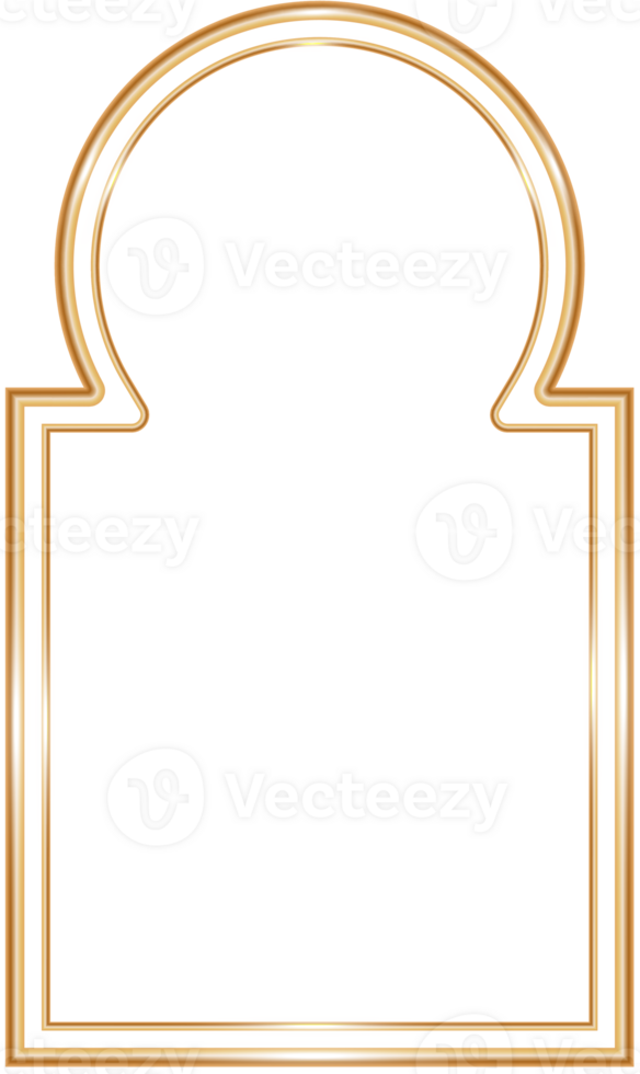Ramadan venster kader vorm geven aan. Islamitisch gouden boog. moslim moskee element van architectuur met ornament. Turks poort en deur png