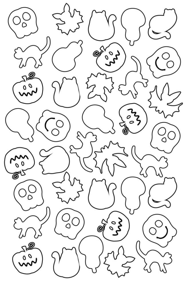 Monochrome halloween doodle vertical pattern. Perfect for tee, poster, banner and card. vector