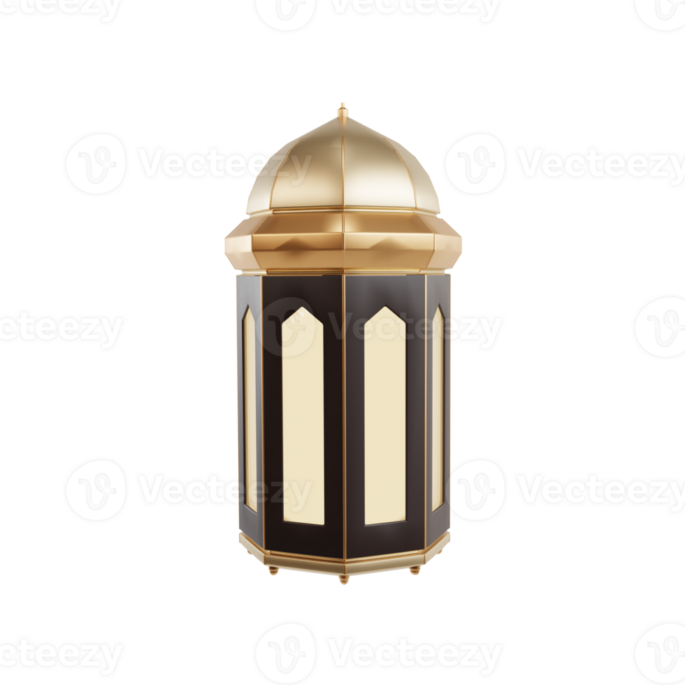 Arabic Ornament 3d lamps, gold lanterns, place for candle. Accessories for islamic ramadan holiday. Realistic 3d vector vintage luminous shining lights png