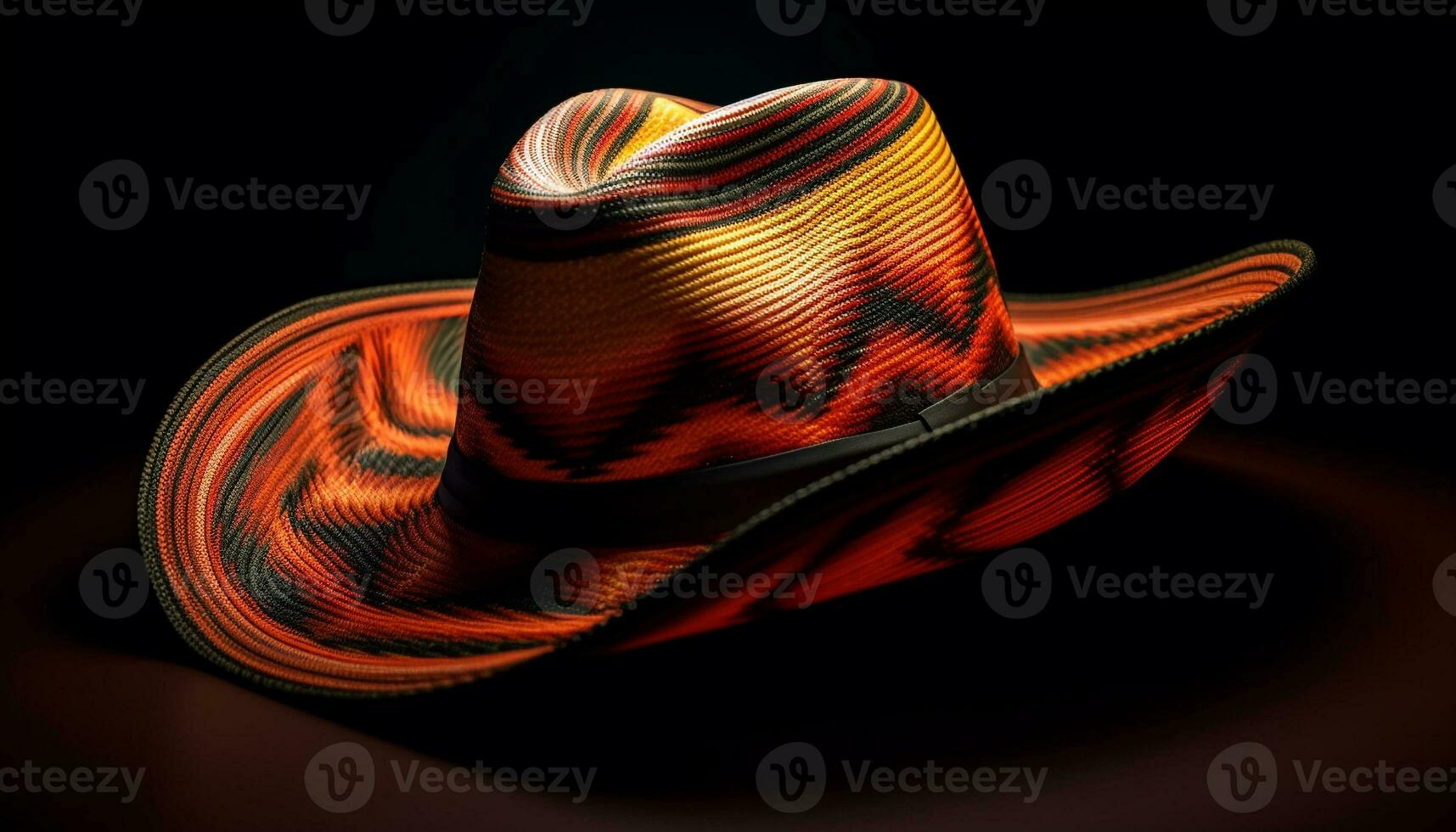 Fashionable cowboy hat adds elegance to black background generated by AI photo