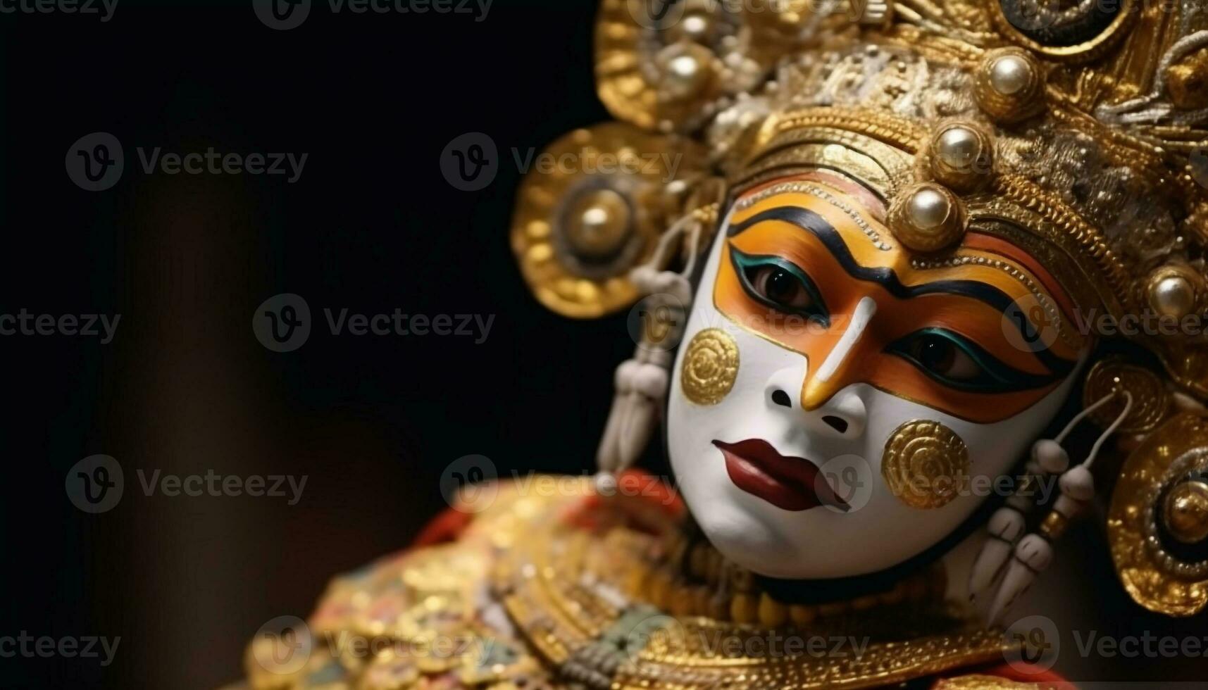 Hinduism, spirituality, god, statue, gold, tradition, sculpture, mask generated by AI photo