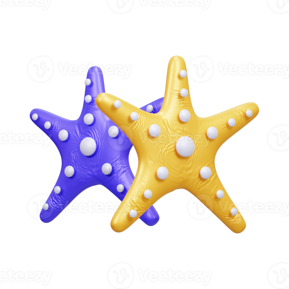 3d starfish icon illustration or 3d beach starfish icon isolated png