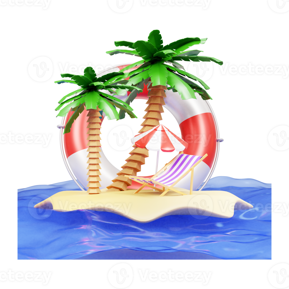 3d coconut tree illustration or 3d summer palm tree illustration png