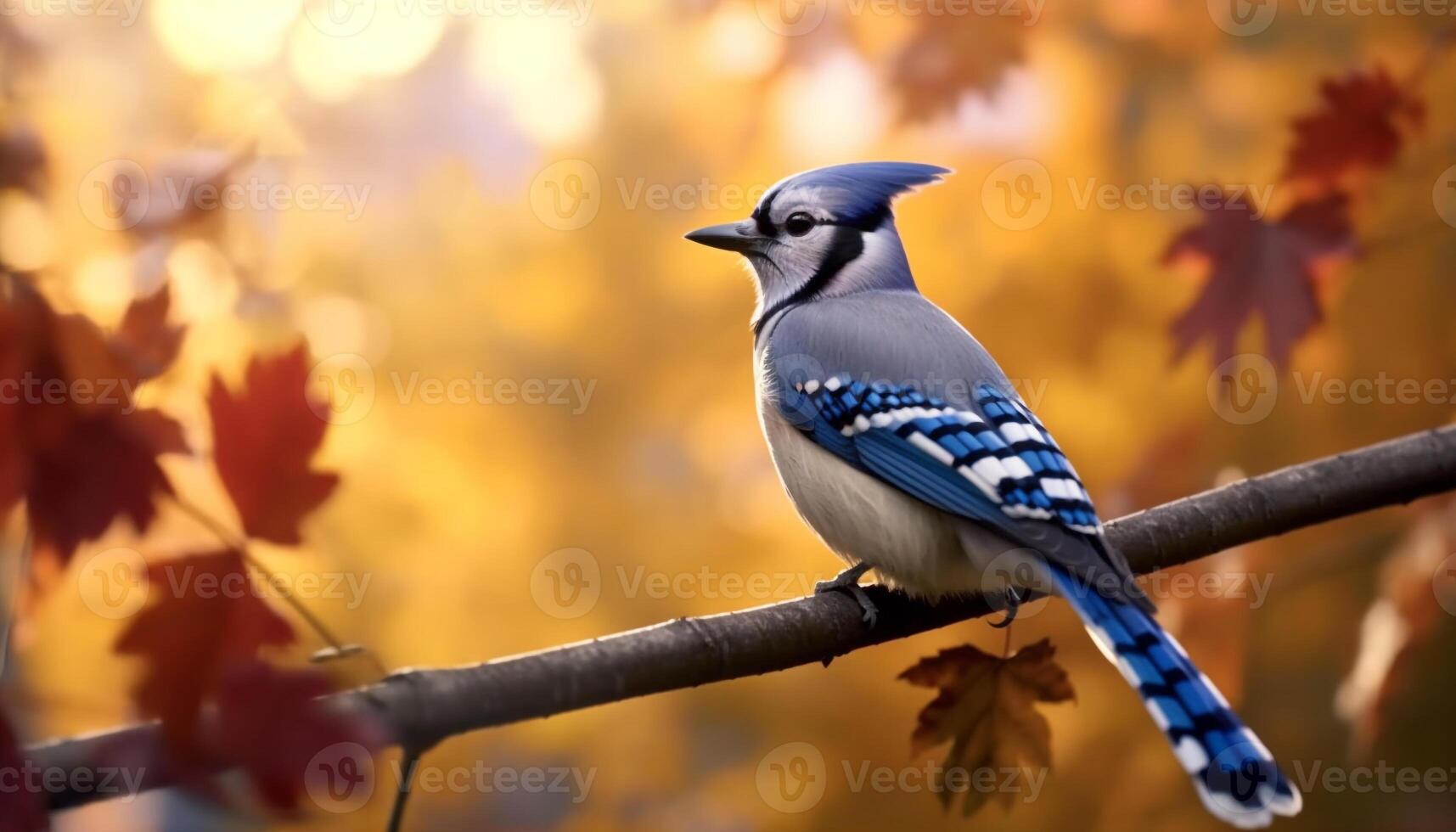 A vibrant yellow tit perching on a branch in autumn generated by AI photo
