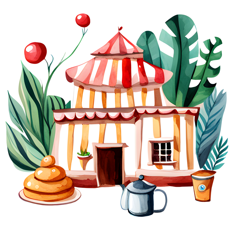 Watercolor and painting food, dessert, fruit, vegetable for house elements illustration. Generative AI. png
